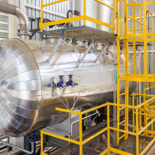 Gas boilers in gas boiler room for steam production